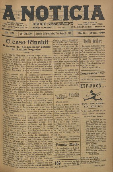 Capa de um dos jornais.