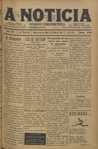 Capa de um dos jornais.
