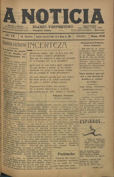 Capa de um dos jornais.