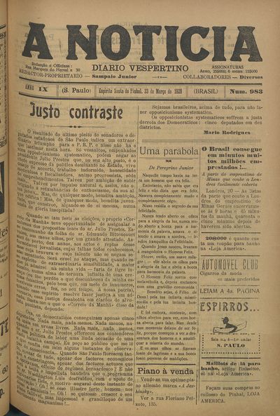 Capa de um dos jornais.
