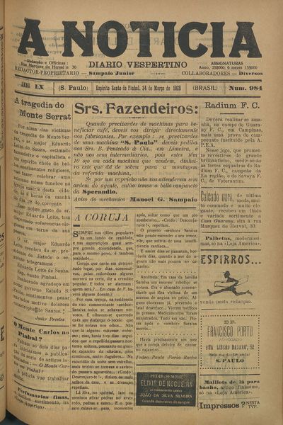 Capa de um dos jornais.