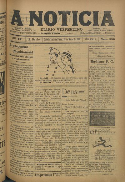 Capa de um dos jornais.