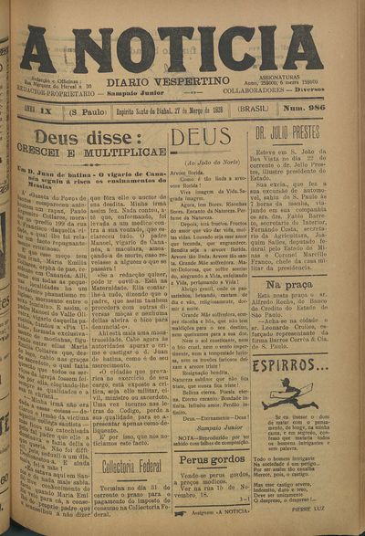 Capa de um dos jornais.