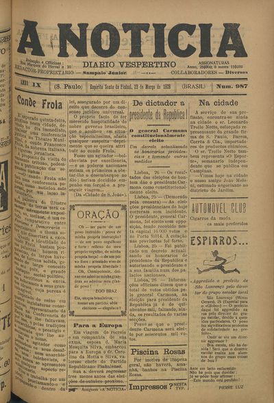 Capa de um dos jornais.