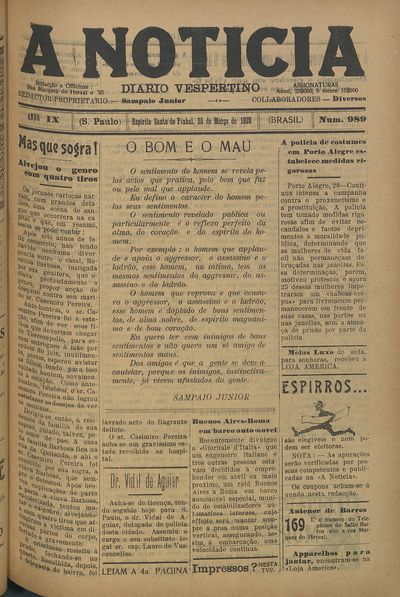 Capa de um dos jornais.