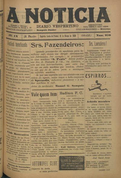 Capa de um dos jornais.