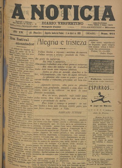 Capa de um dos jornais.