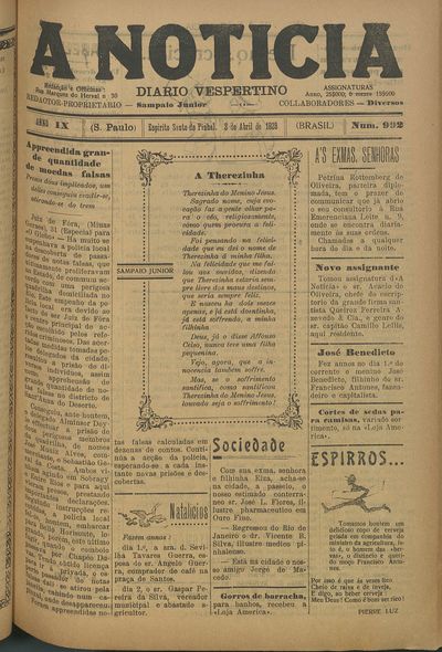 Capa de um dos jornais.