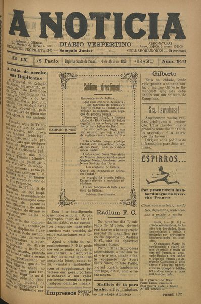 Capa de um dos jornais.