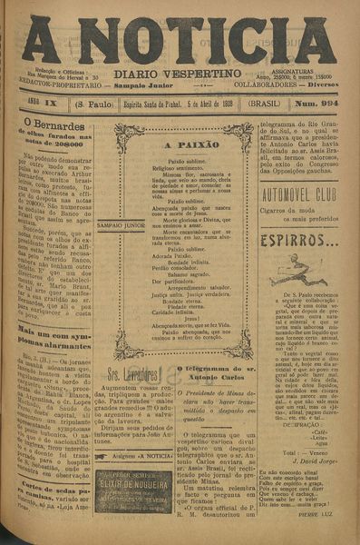 Capa de um dos jornais.
