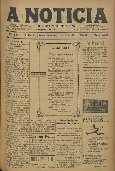 Capa de um dos jornais.