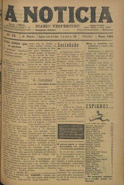 Capa de um dos jornais.