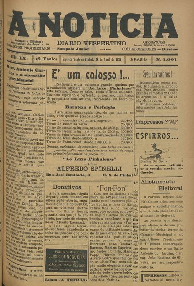 Capa de um dos jornais.