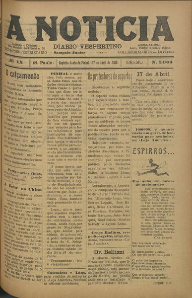 Capa de um dos jornais.