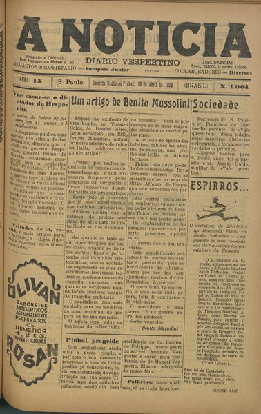 Capa de um dos jornais.