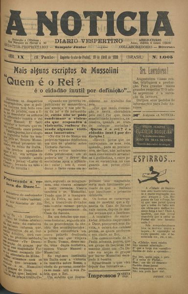 Capa de um dos jornais.
