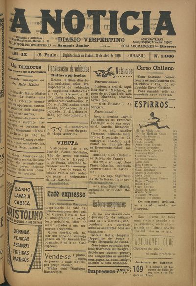 Capa de um dos jornais.