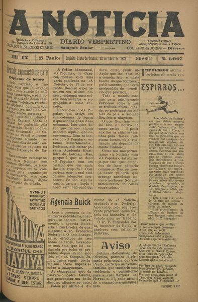 Capa de um dos jornais.