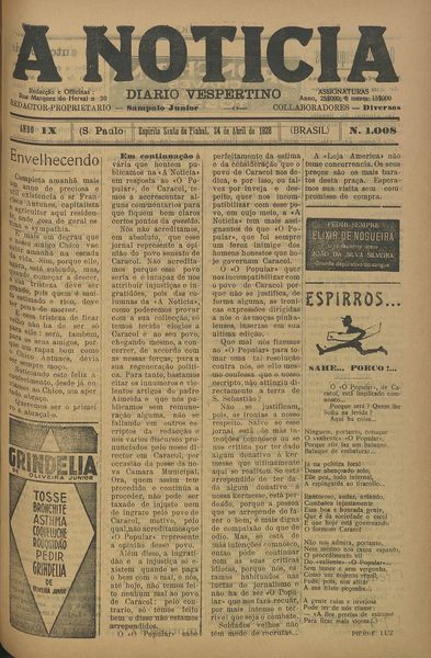 Capa de um dos jornais.