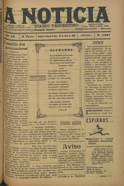 Capa de um dos jornais.