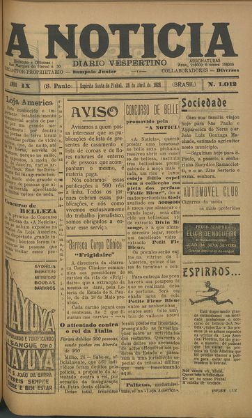Capa de um dos jornais.