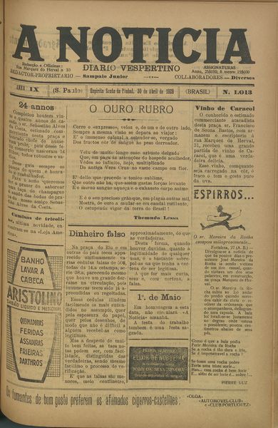 Capa de um dos jornais.
