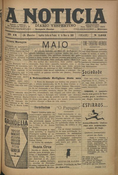 Capa de um dos jornais.