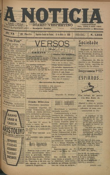 Capa de um dos jornais.