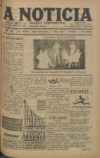 Capa de um dos jornais.
