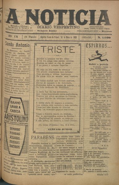 Capa de um dos jornais.