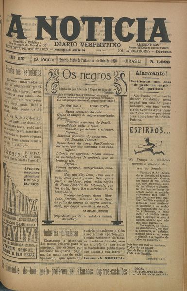 Capa de um dos jornais.
