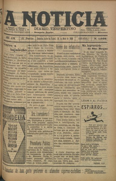 Capa de um dos jornais.
