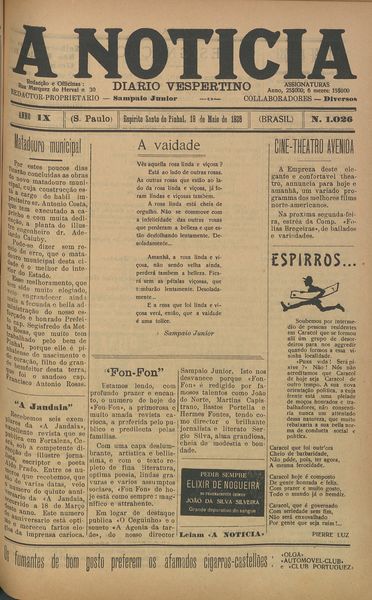 Capa de um dos jornais.