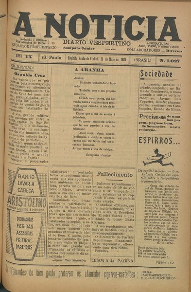 Capa de um dos jornais.