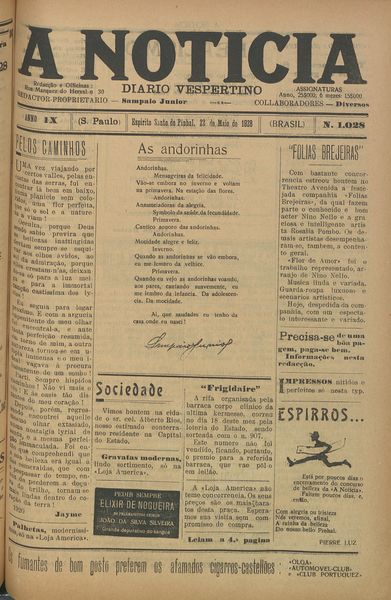 Capa de um dos jornais.