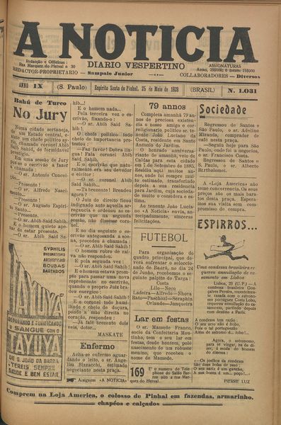 Capa de um dos jornais.