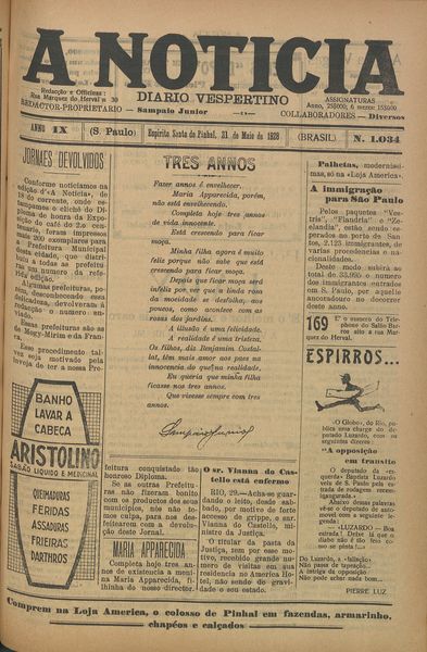 Capa de um dos jornais.