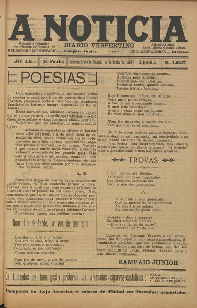 Capa de um dos jornais.