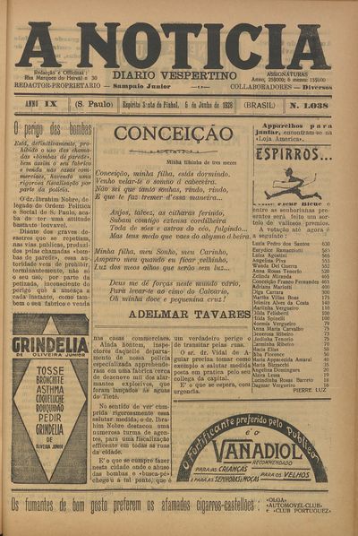 Capa de um dos jornais.