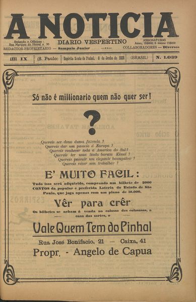 Capa de um dos jornais.