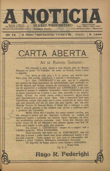 Capa de um dos jornais.