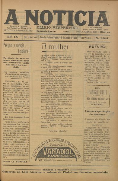 Capa de um dos jornais.