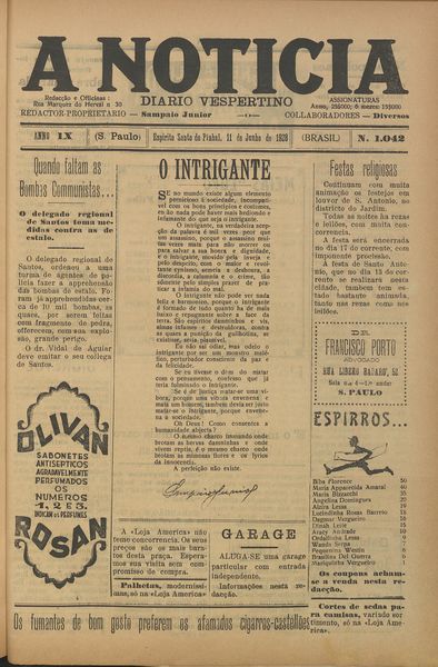 Capa de um dos jornais.