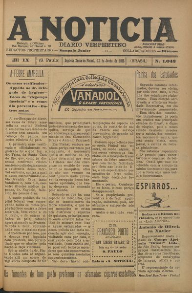 Capa de um dos jornais.