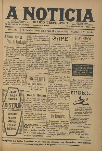 Capa de um dos jornais.