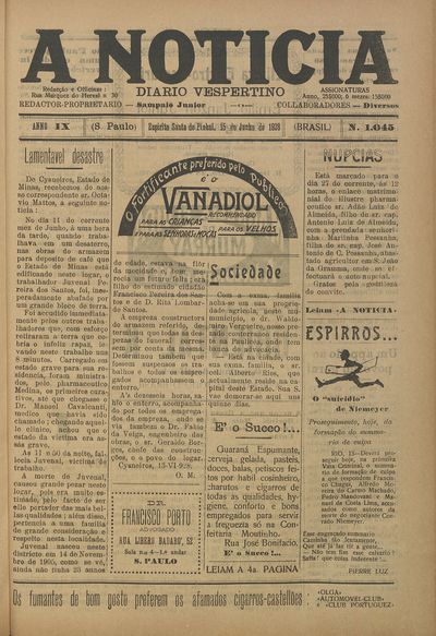 Capa de um dos jornais.