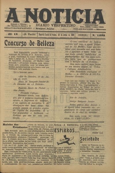 Capa de um dos jornais.