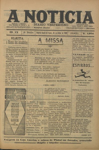 Capa de um dos jornais.